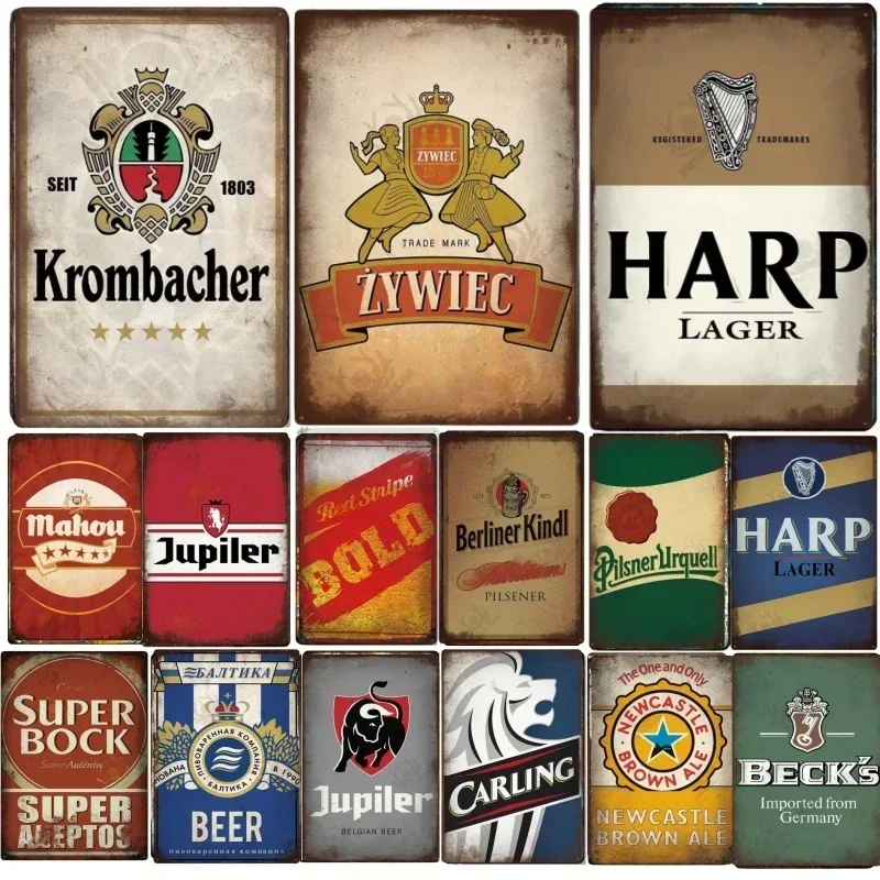 European Beer Vintage Metal Sign Tin Sign Decorative Plaque Bar Pub Man Cave Club Decor Wall Decoration 12x8 inch