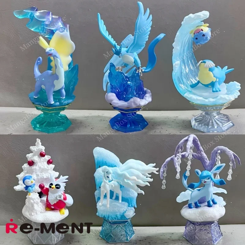 Re-Ment Pokémon Série Diamond Dust: Mini Figuras Colecionáveis em Caixa Surpresa - Estatuetas Glaceon e Alolan Ninetales para Fãs de Anime