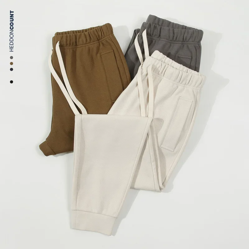 

Men's Spring and Autumn 300g twill Japanese style pants, men's sanitary pants, tapered loose solid color knitted leggings