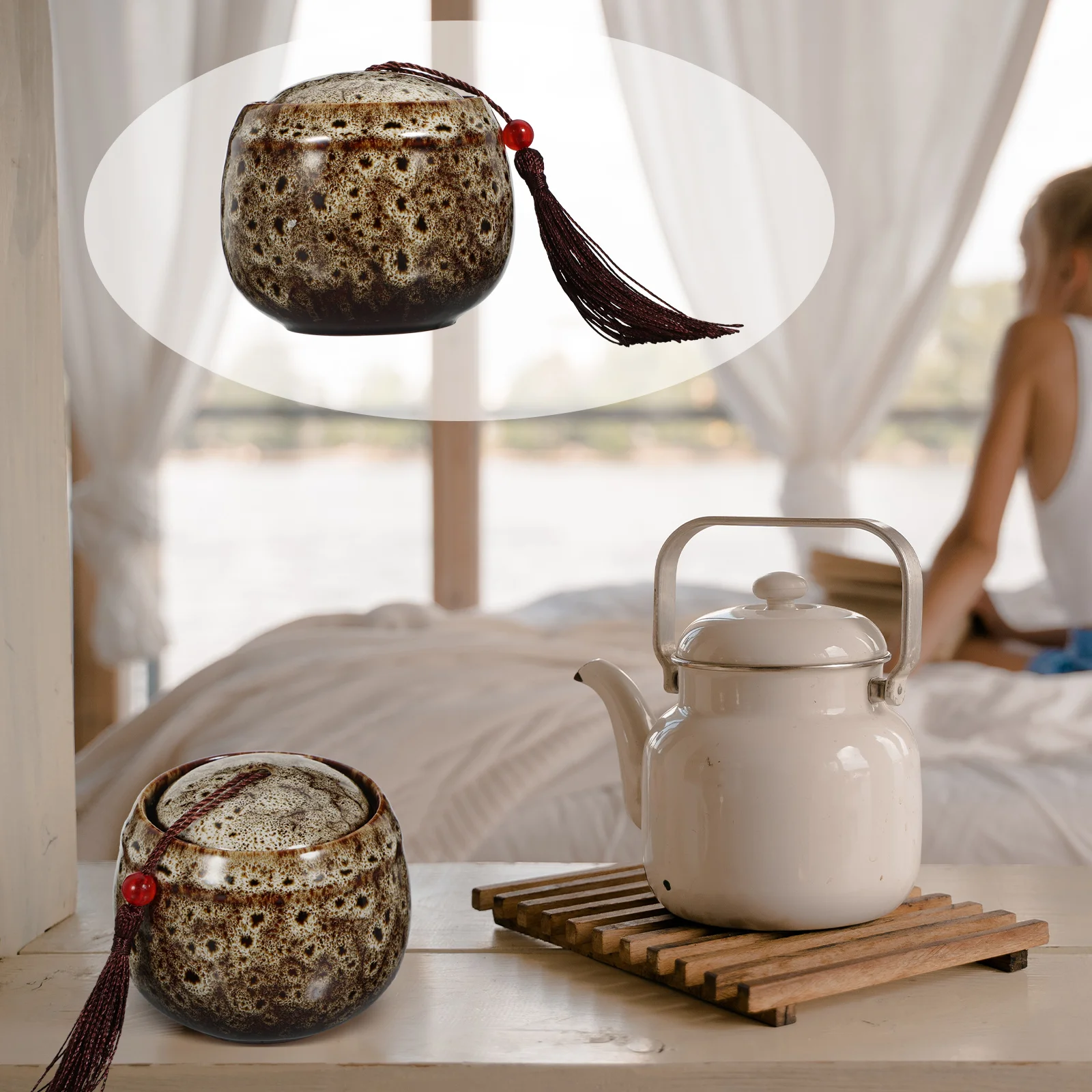 

Tea Coffee Jar Teapot Storage Containers Pantry Spice Jars Can Portable Canister Tank