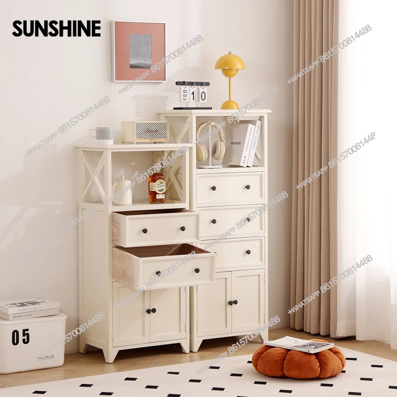 Pure solid wood locker multi-layer door storage cabinet living room bedroom drawer cabinet