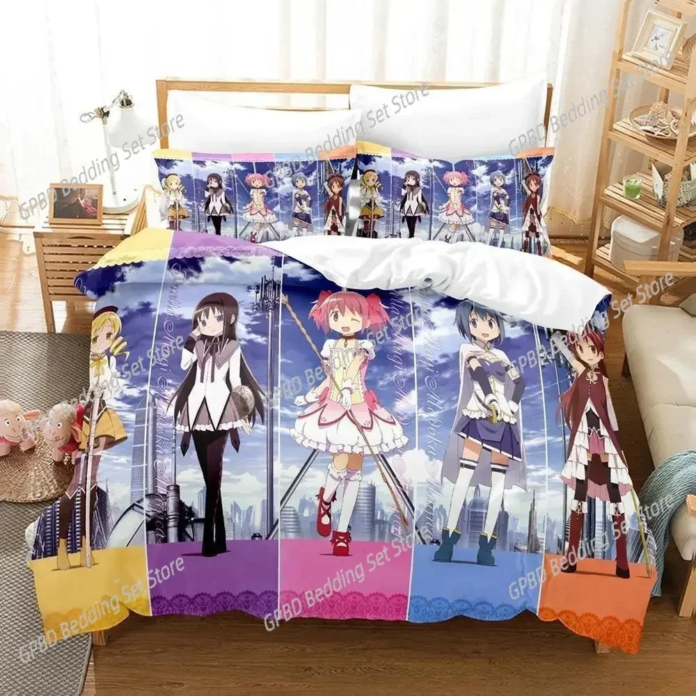 

Luxury New Puella Magi Madoka Magica Bedding Set Cartoon Anime Adult Kid Bedroom Duvetcover Sets 3D Kawaii Girl All season