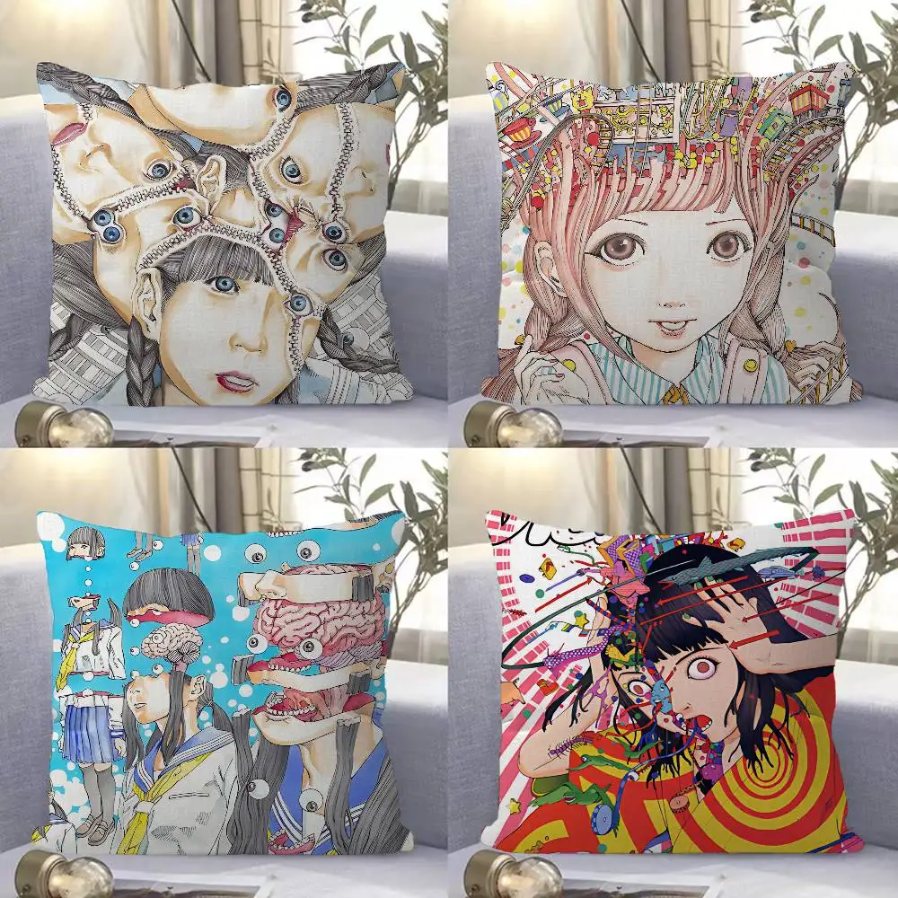Shintaro Kago Art Horror Pillow Gifts Home Office Furnishings Bedroom Sofa Car Cushion Cover case 45x45cm