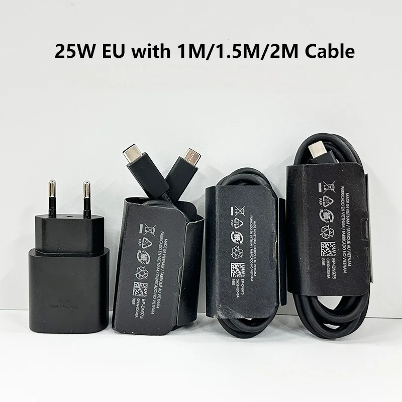For Samsung Charger 25W Type C Fast Charge Charger 1M 1.5M 2M Cable for Galaxy S26 S25 S24 S23 S22 S21 Z Flip 8 A56 A36 A17 A35