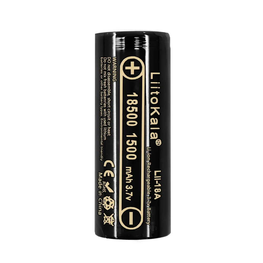 LiitoKala 3.7V Lii-18A 18500 Battery 18500 1500mAh Rechargeable Battery for Flashlight Wholesale Safe Li-Ion