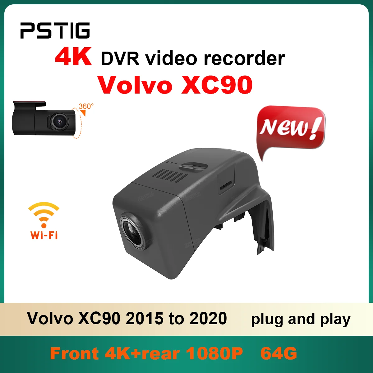 camera-de-tableau-de-bord-4k-hd-2160p-plug-and-play-pour-volvo-xc90-2015-a-2022-modele-d'annee-avant-et-arriere-wifi