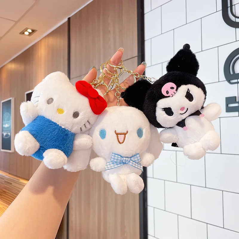 سلسلة مفاتيح من القطيفة Black Devil Kuromi، قلادة دمية تمثال سانريو، هدية صغيرة رائعة للسيدات #3