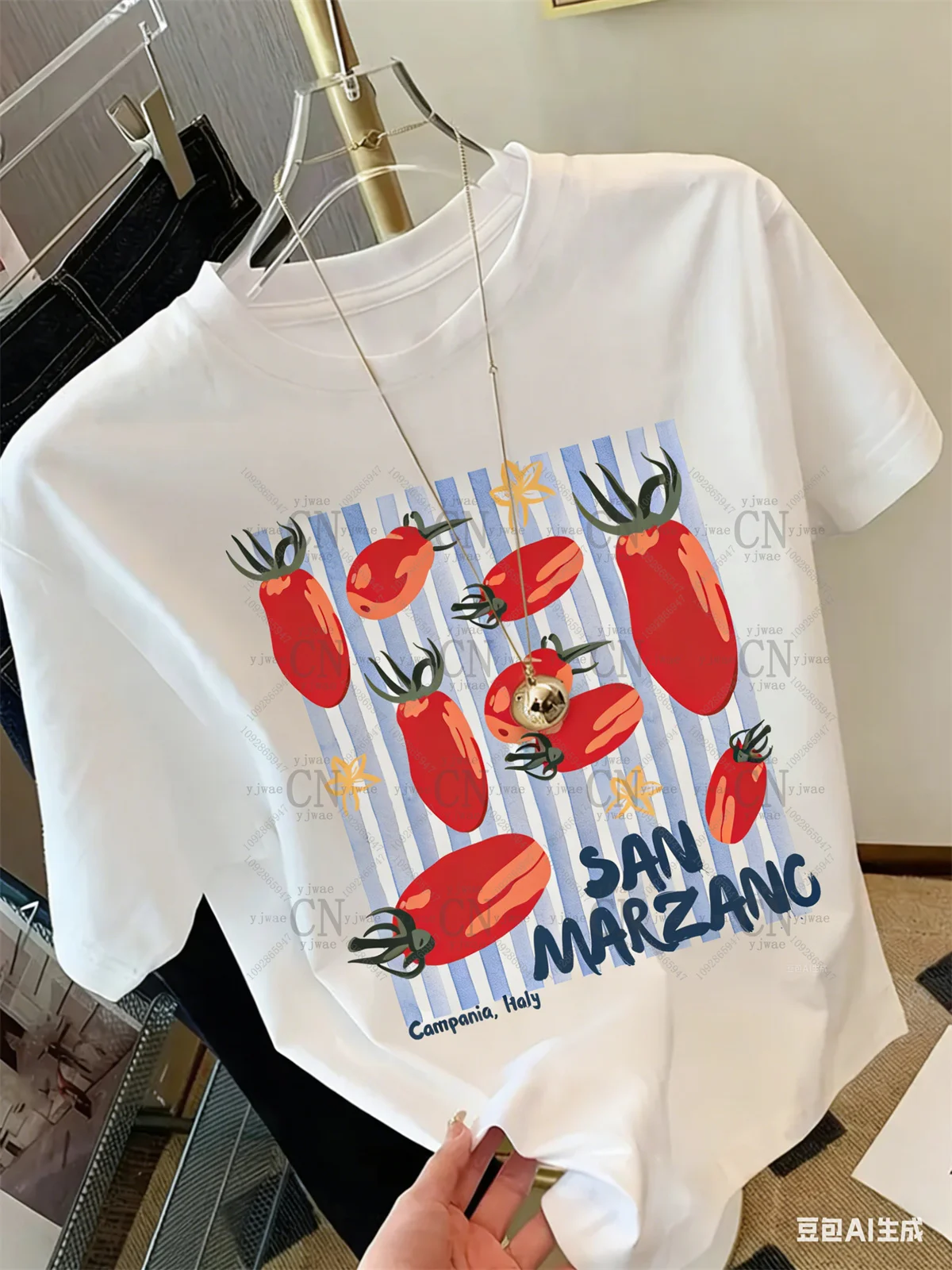 Camiseta Vintage San Marzano Tomato, Estilo Italiano, Informal, para Vacaciones, Moda Urbana, Top Y2K, Camiseta de Algodón para Mujer, Verano