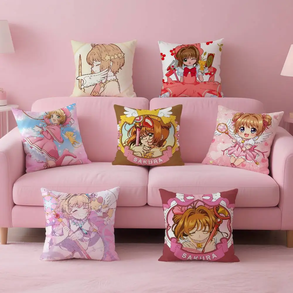 C-Cute SakuRa Kinomoto Pillow Case Anti-dustmite Pillowcase Invisible zipper silky short plush Sofa cushion cover