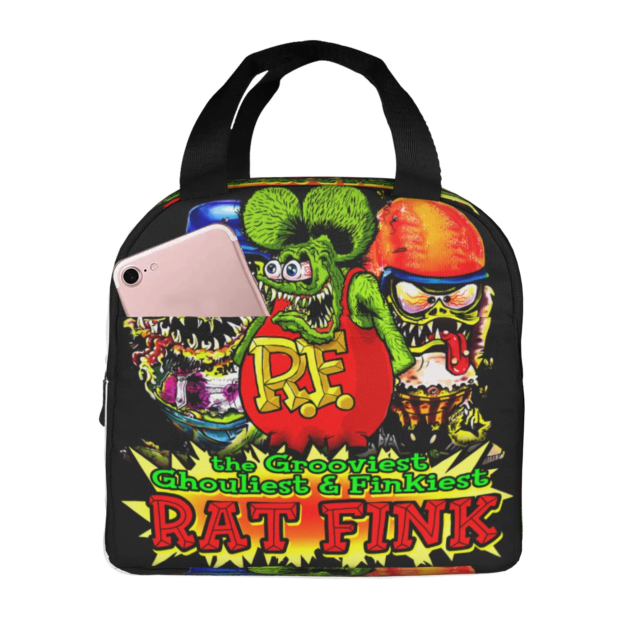 Anime Cartoon Rat Fink Insulated Lunch Bag for Women Leakproof  Thermal Cooler Lunch Box Office Work School