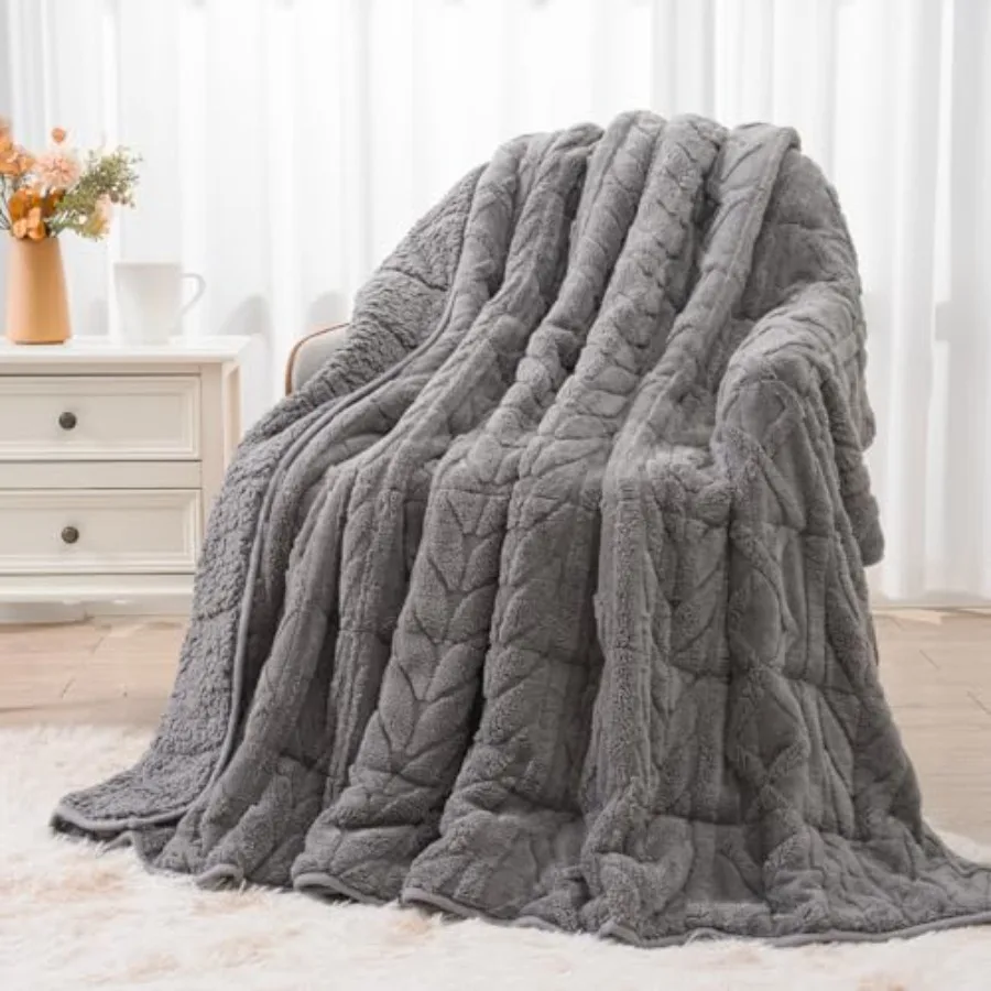 

Утяжеленное одеяло Jquard Fce, размер Twin (48 x 72 дюйма), 5 слоев, ультрамягкое, уютное, из шерпы, для взрослых, очень пушистое, тяжелое одеяло
