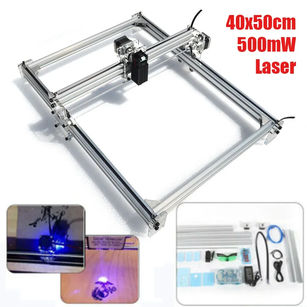 CNC Laser Engraving Machine 500MW DIY Desktop Mini Laser Carve Engraver Blue Laser Cutting Engraving Machine 56x44x16CM