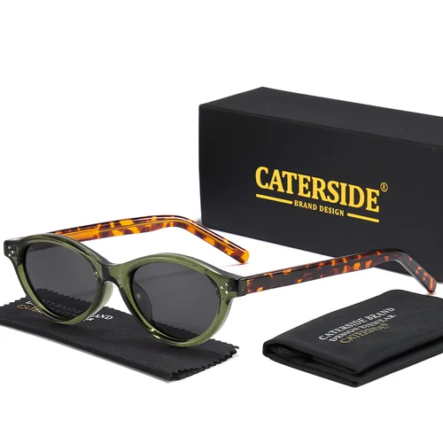 Imagen 1 del producto Gafas de Sol Retro Ovaladas CATERSIDE para Mujer y Hombre, Montura TR, Patillas de Acetato, Polarizadas, Protección UV400, Gafas de Sol de Moda con Diseño Ojo de Gato