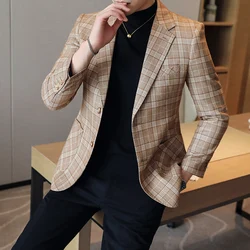 2024 New High-end Men's Two-button Suit Fashion Matching Handsome Casual Dating Slim Suit Single West Coat  Gucci Blazer Men