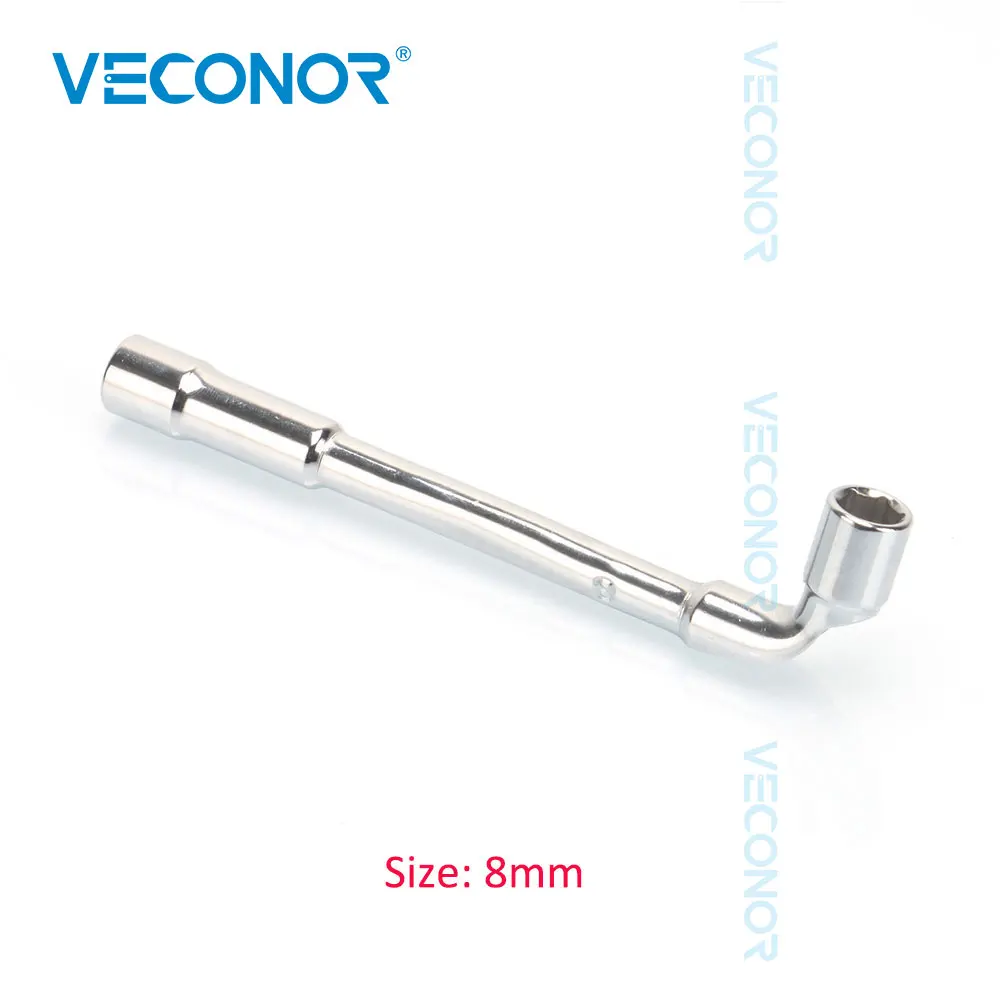 8mm L Type Angled Socket Wrench Spanner With Thru Hole, Chome Vanadium