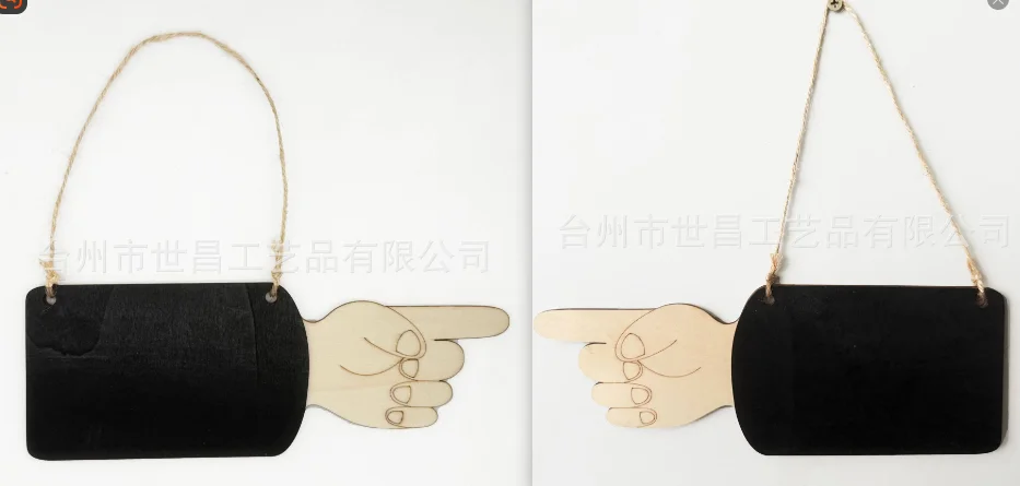 

4 pcs Wooden Hanging Hand Shaped Memo Message Vintage Erasable Sign For Wedding Kitchen Home Party Decoration Writable