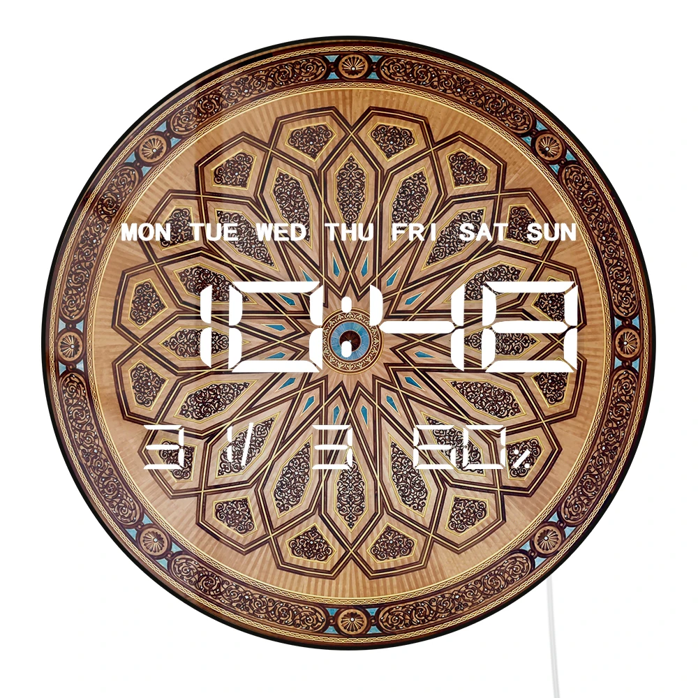Saudi Arabia Prophet Mosque LED Digital Wall Clock Large Display Islamic Home Decor Electronic Wall Desk Clock Eid Al-Fitr Gift