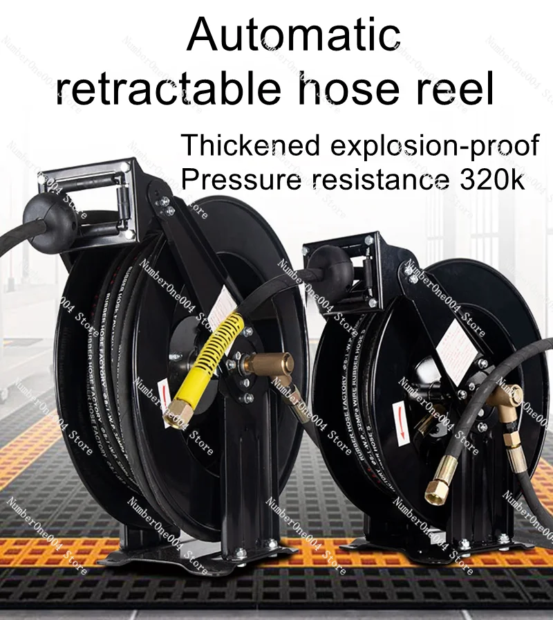 High-pressure water drum explosion-proof steel wire water hose automatic retractable hose reel car wash store hose collector