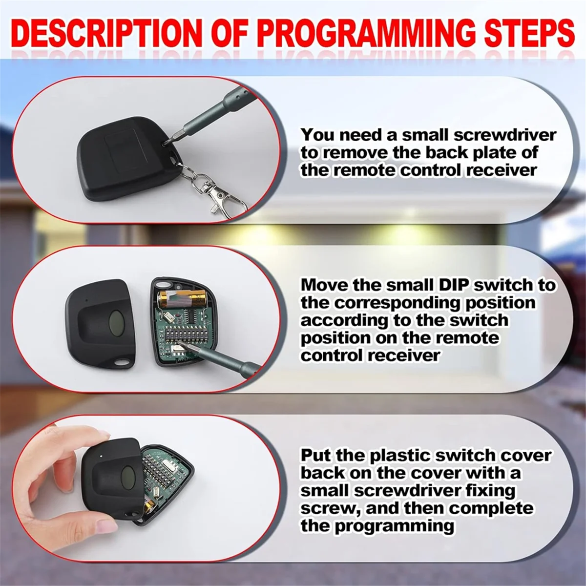 

ABNJ 3 шт. пульт дистанционного управления для гаражных ворот, совместимый с многокодовым 300 МГц, 10 DIP-переключателем 3089 3060 3070, устройство открывания ворот с брелком