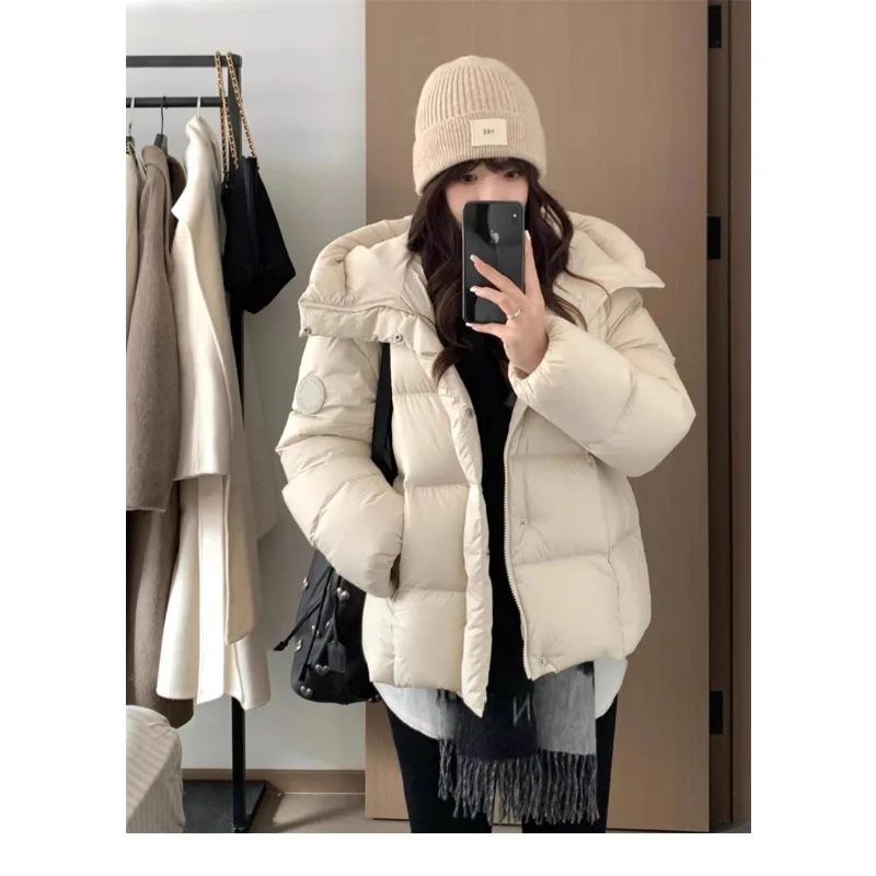 

2025New Fashionable Double-Sided Woolen Coat Women's Mid-Length Stylish Black Outerwear Polyester Fiber Stand Collar Full Sve