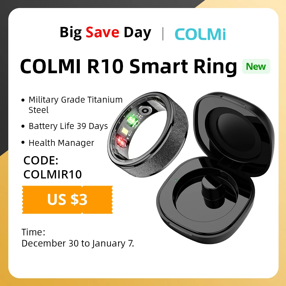 COLMI R10 Smart Ring with Charging Case for Men Women, Health and Sleep Monitor, 5ATM Waterproof, Multi-sport Mode