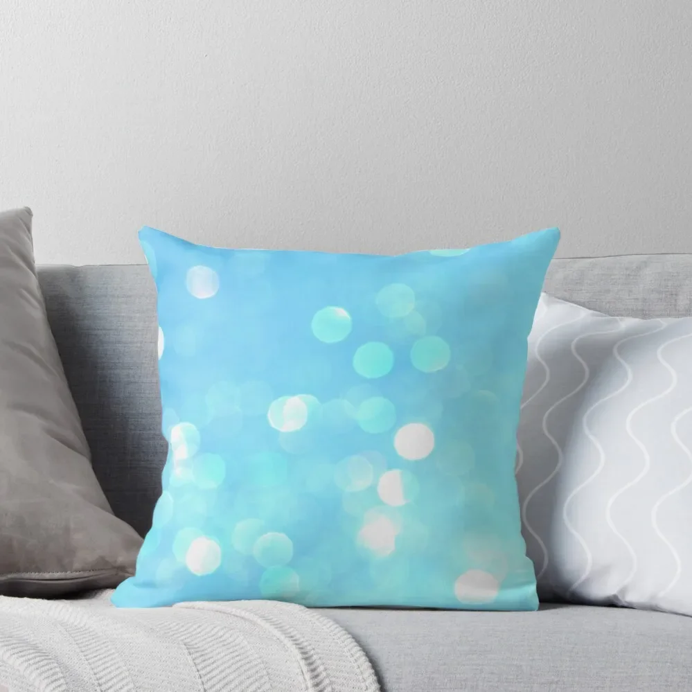 Aqua Blue Bokeh Throw Pillow Pillow Decor Cushions For Sofa Cushions Cover Sofa Cover pillow