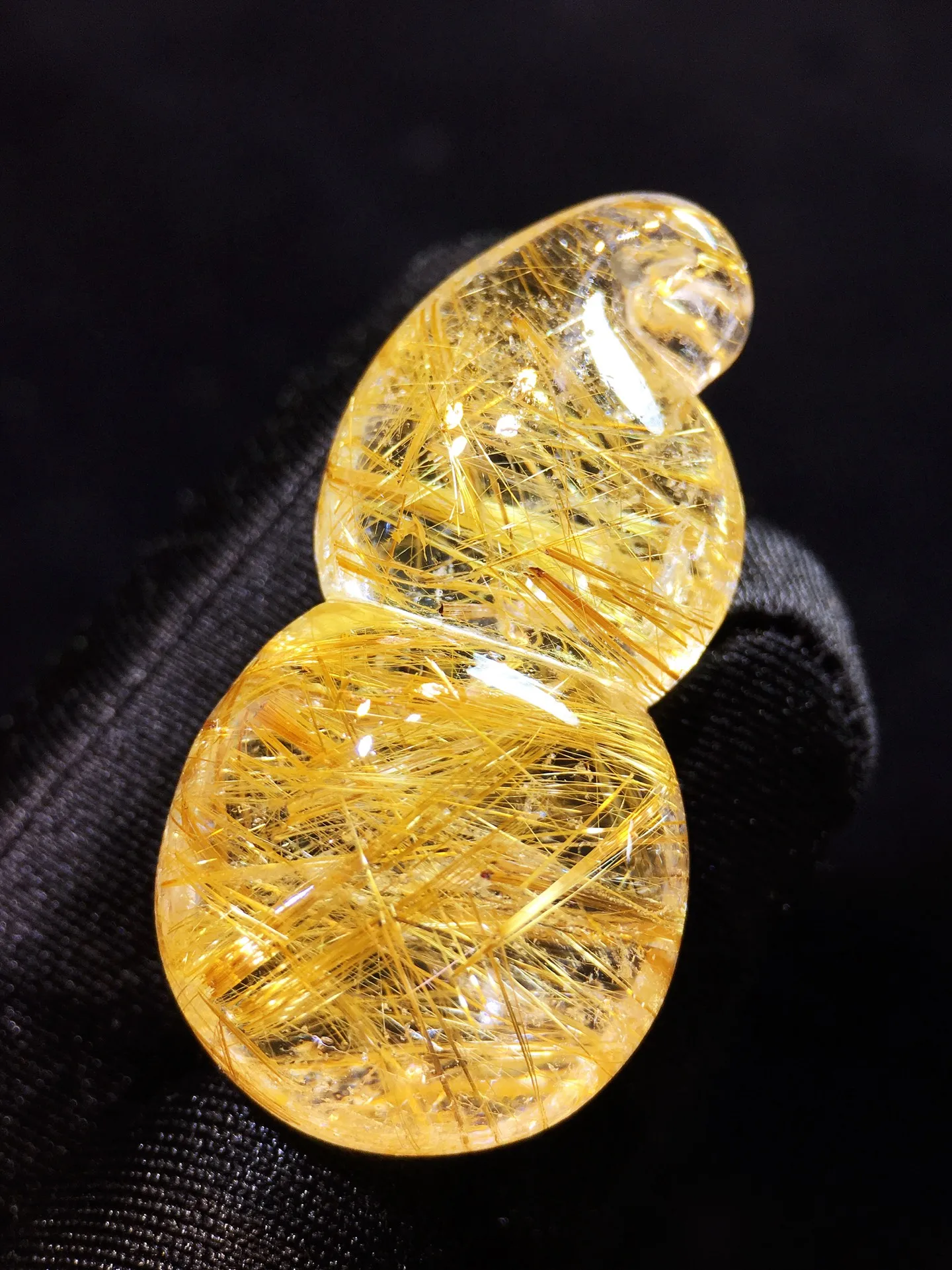 

Natural Gold Rutilated Quartz Pendant Gourd Rutilated Quartz Jewelry 41.8*21.5*14.5mm Men Women Brazil AAAAAAA