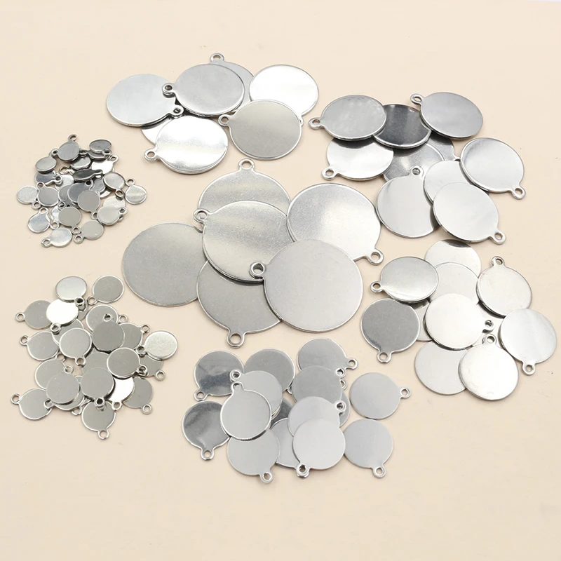 20-200pcs 6-25mm Stainless Steel Round Coin Charms Pendant DIY Jewelry Making Accessories Fingings for Necklace Bracelet