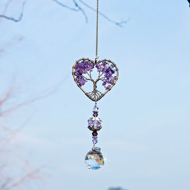 Tree Suncatcher Crystal Ball Prism Pendant Rainbow Maker Hanging Sun Catcher Gemstones Home Decorn Car Charm Interior Supplies