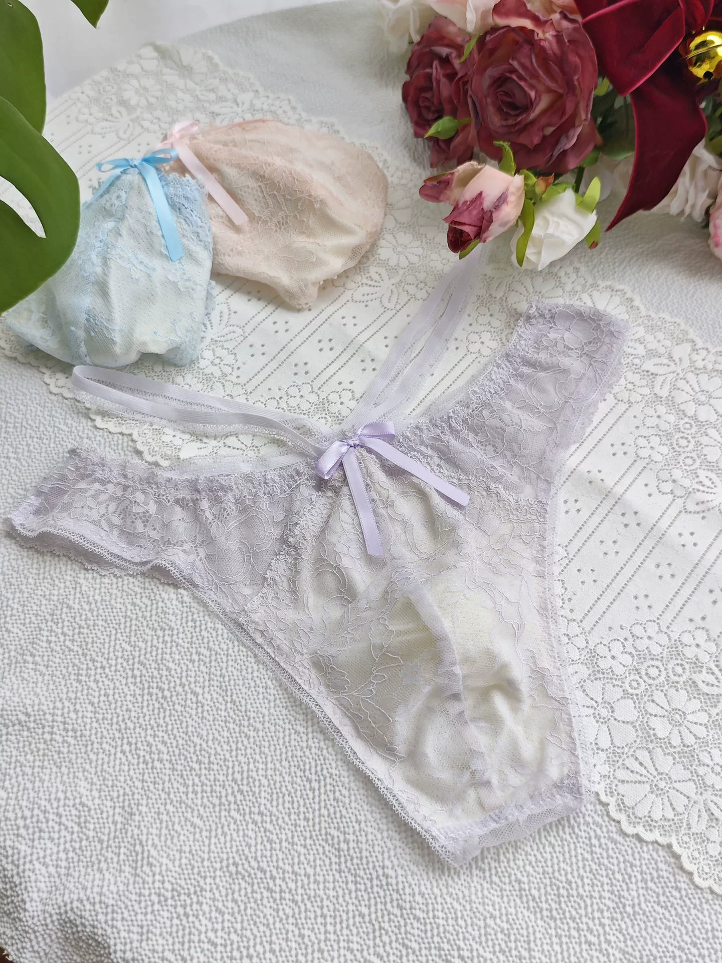 HandmadeMan's Panties Low Waist Embroid Briefs Lace Lovely Cute Harajuku Live Show Dance Private FKK DJ Club Bar