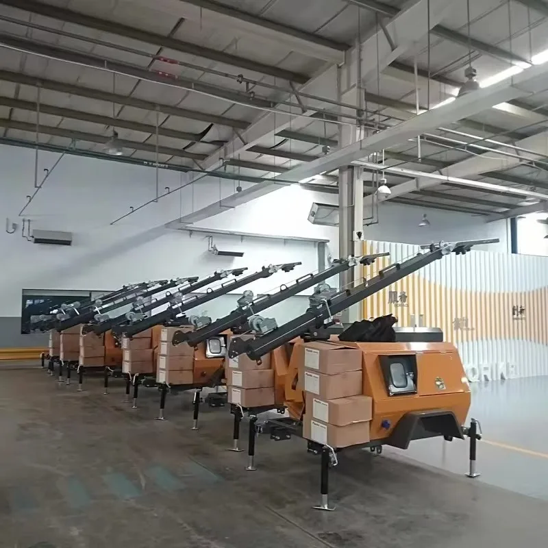 Trailer Mounted Generator Light Tower with Hydraulic Mast LED Lamps for Outdoor Road Repair Construction Sites