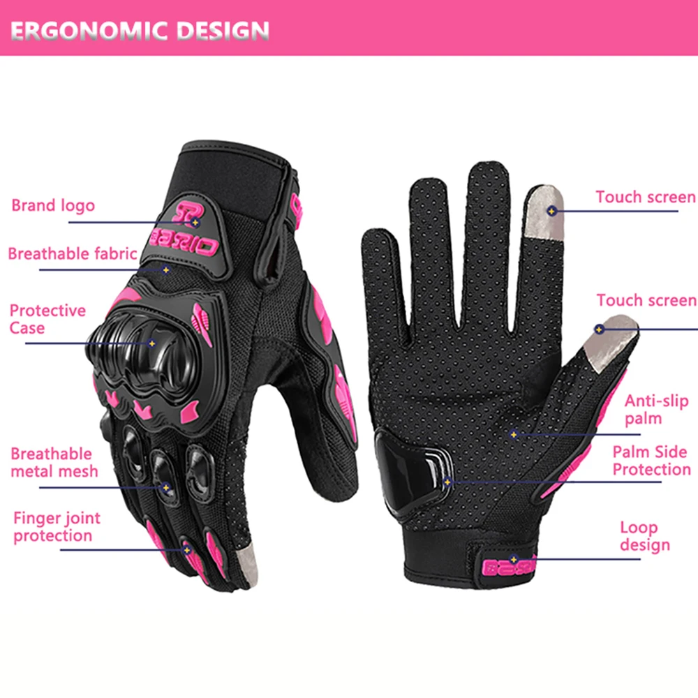 Guanti da Moto estivi da donna rosa guanti da Moto traspiranti da donna funzione Touch Anti-caduta guanti da motociclista da Motocross