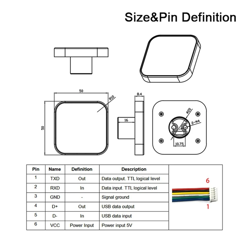 GM811 Series DC5V Scanner Module USB/UART Interface Qr Code Scanner Module Metal Scanner Module Support Windows PDF417 A