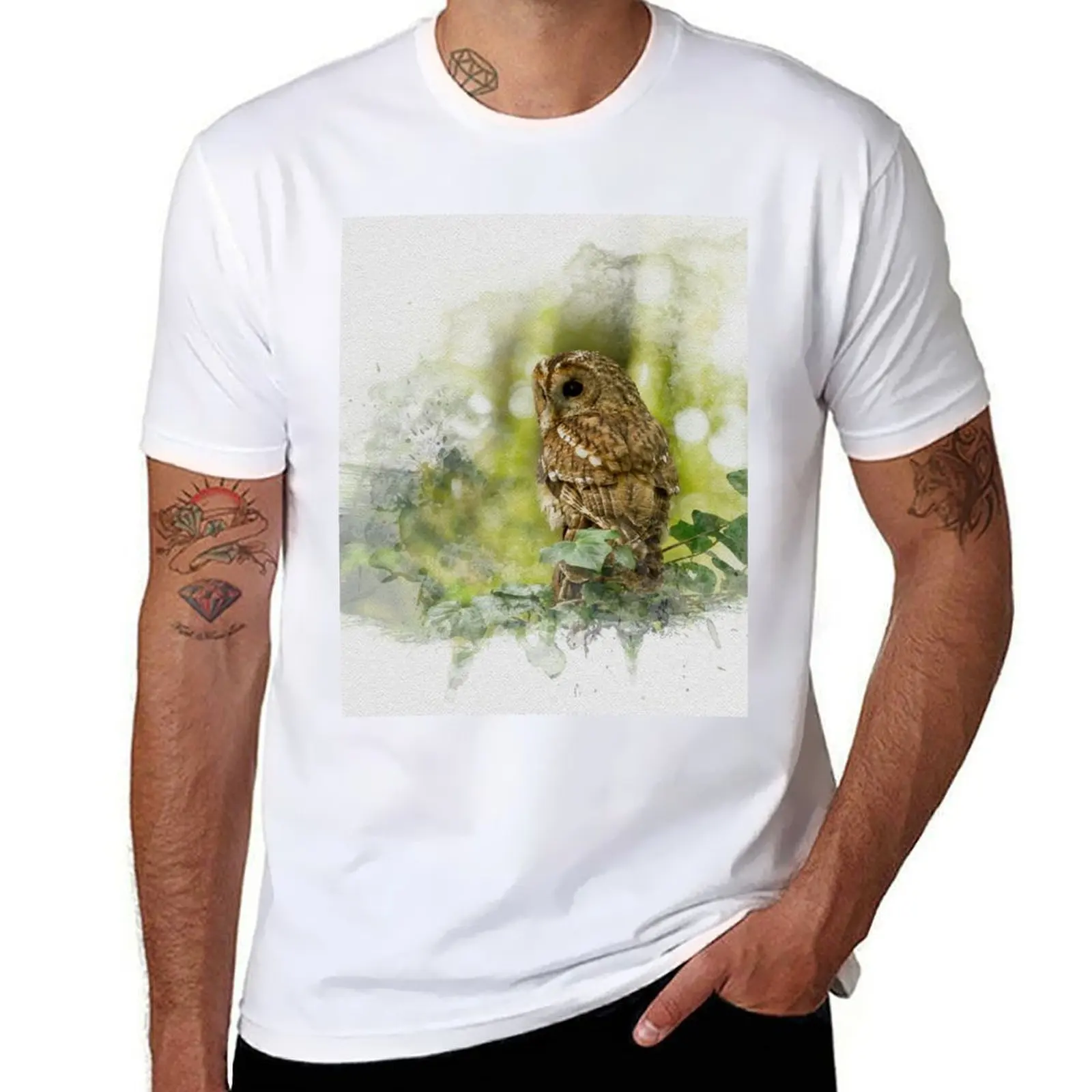 

Tawny t Watercolour 100% shirt shirt T-Shirt luxury luxury cotton t Owl brand Photograph. men man