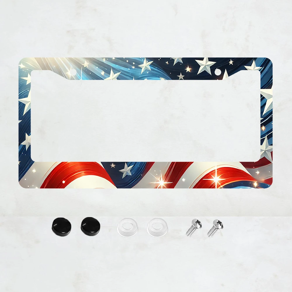 

1 шт. рамка для номерного знака с американским флагом, красочная, патриотическая, с флагом США, держатель для номерного знака, алюминиевые автозапчасти, забавный номерной знак
