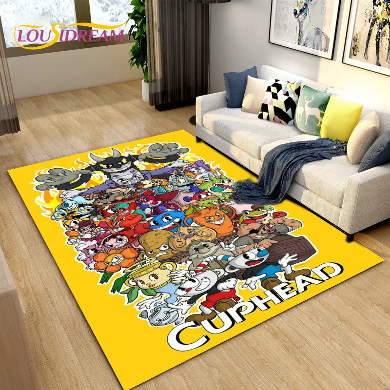 Cuphead and Mugman,Game Gamer Area Rug,Carpet Rug for Living Room Bedroom Sofa Doormat Decoration, Kids Play Non-slip Floor Mat