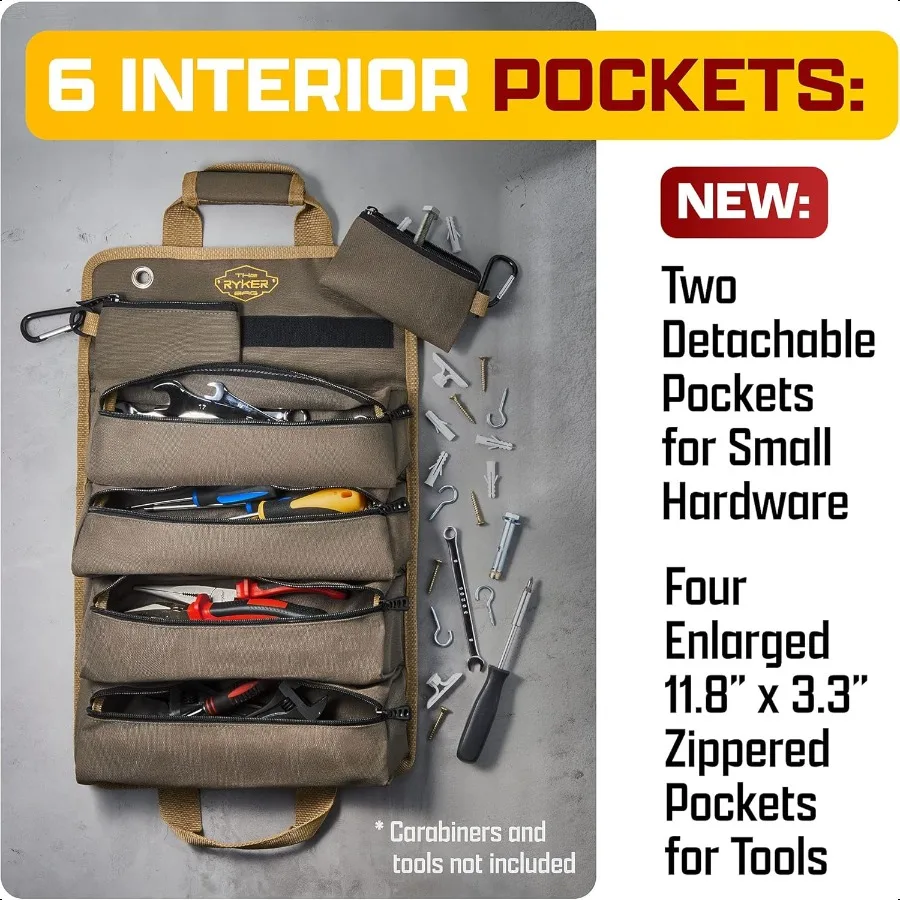 The Ryker Roll Up Tool Bag Organizer Regali per lui Confezione da 2 pezzi Robusto piccolo strumento per moto Roll Bag Organizer Portatile Rollup To