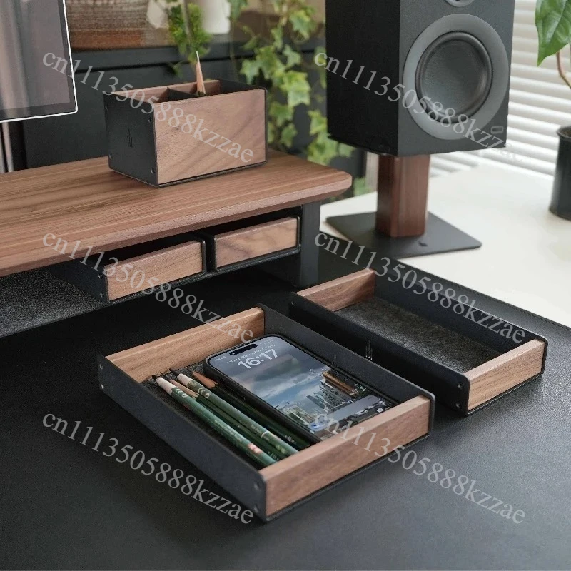 Solid Wood Pen Holder Office Desktop Storage Box Creative Nordic Storage Drawer Monitor Height Increase Stand Accessories