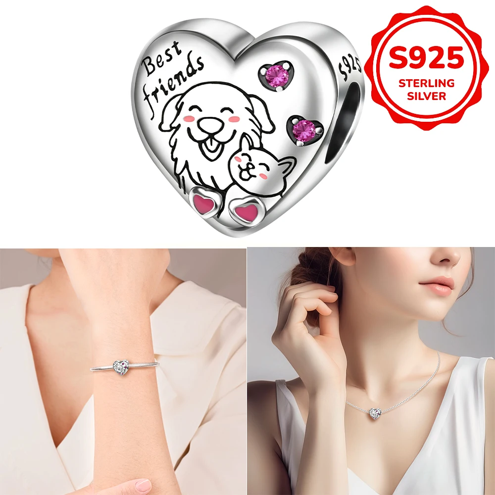 925 sterling silver pendant best friend beads compatible original bracelet necklace universal DIY jewelry gift