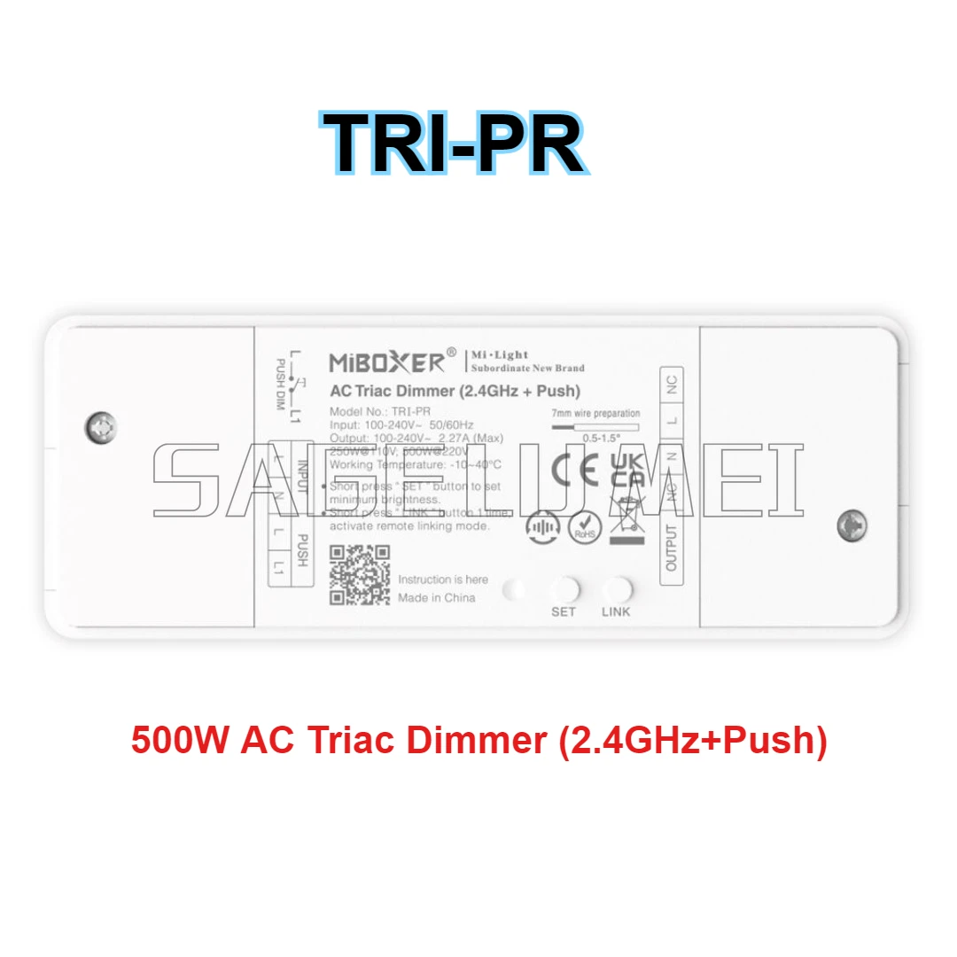 MiBoxer TRI-C1WR/TRI-PW/TRI-PR Triac Dimmer 500W WiFi + 2.4 جيجا هرتز تحكم مزدوج 30 متر نطاق لاسلكي Alexa Voice Support (AC100V-240V) #5