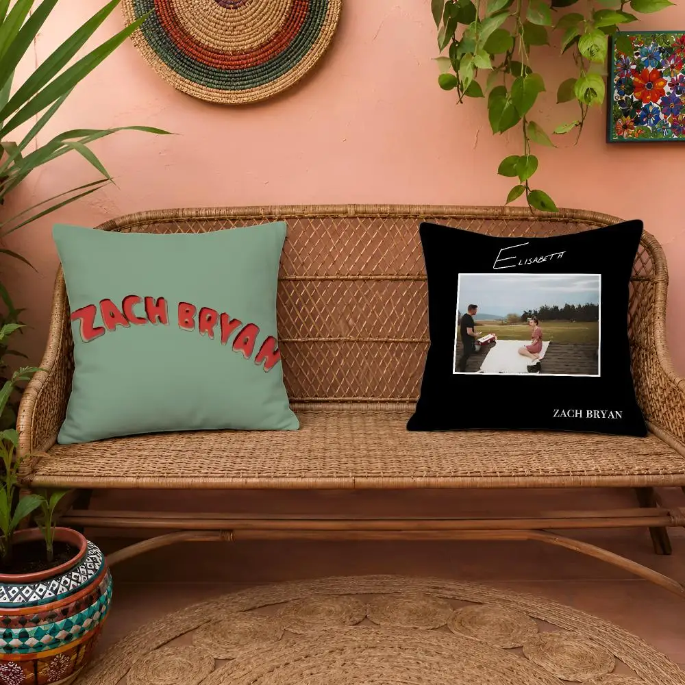 Z-Zach Bryan Cushion Cover 1pc Square Pillow Cover Soft Plush Fabric Removable Washable Sofa Chair Bed Decoration