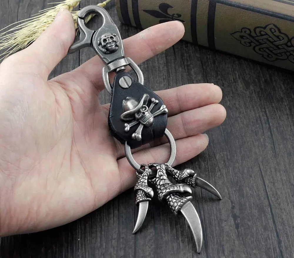 Claw Skull Clasp Trigger Clips Key Chain Biker Roker Car Key Ring Keychain KR02