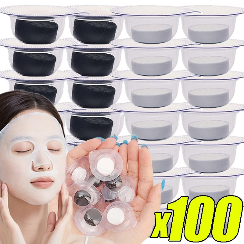 Taza de gelatina portátil desechable, hojas de máscara comprimida DIY, tela no tejida, hojas de máscara de carbón de bambú, herramienta de belleza para el cuidado de la piel diario