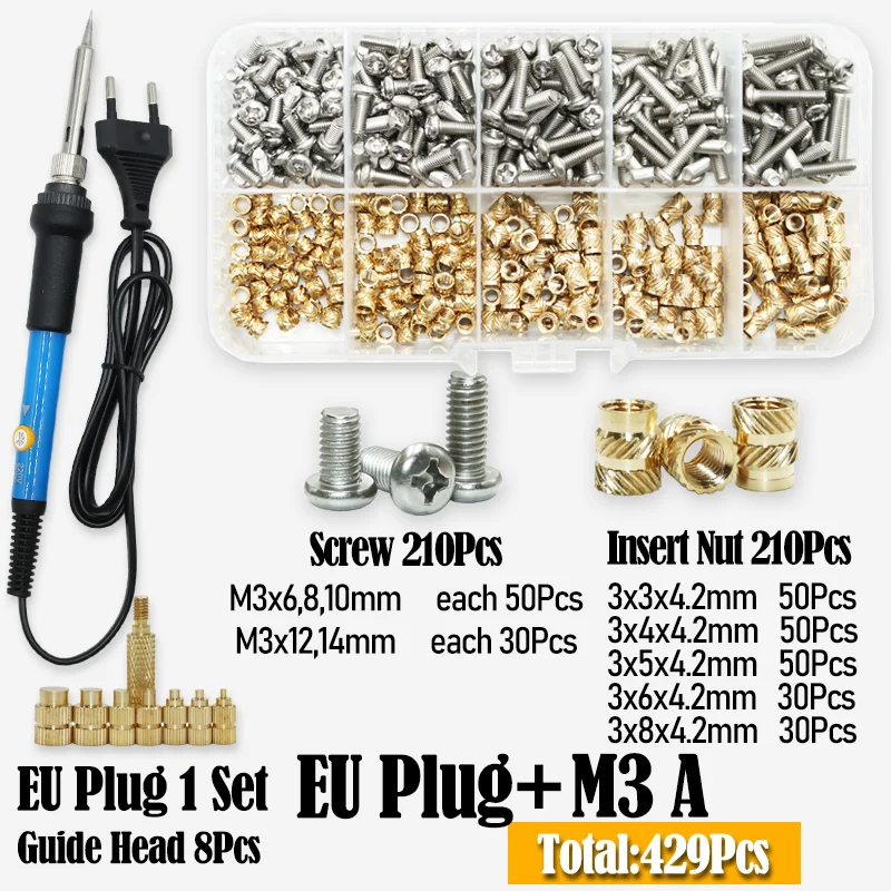 Heat Set Einsatz Lötkolben Spitzenkopf M2 M3 M4 Hot Melt Messing Einsätze Mutter und Bolzen Gewindeeinsatz Kit für Kunststoffdruck 3D – Detail 12