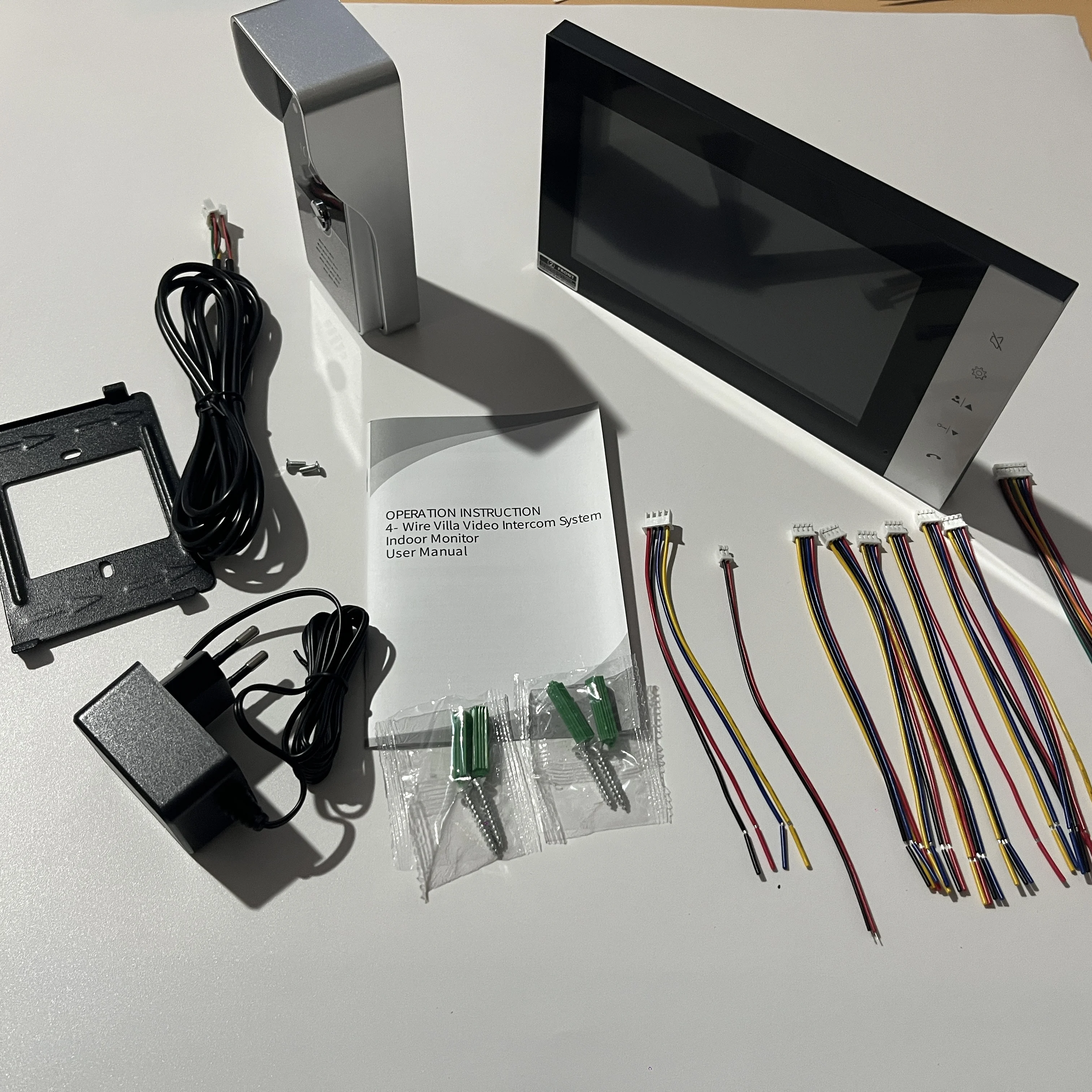 4 Wire 7 Inches Wired Video Doorbell Door Phone Support Unlock, Monitoring, Dual-Way Intercom for Villa Home Office Apartment