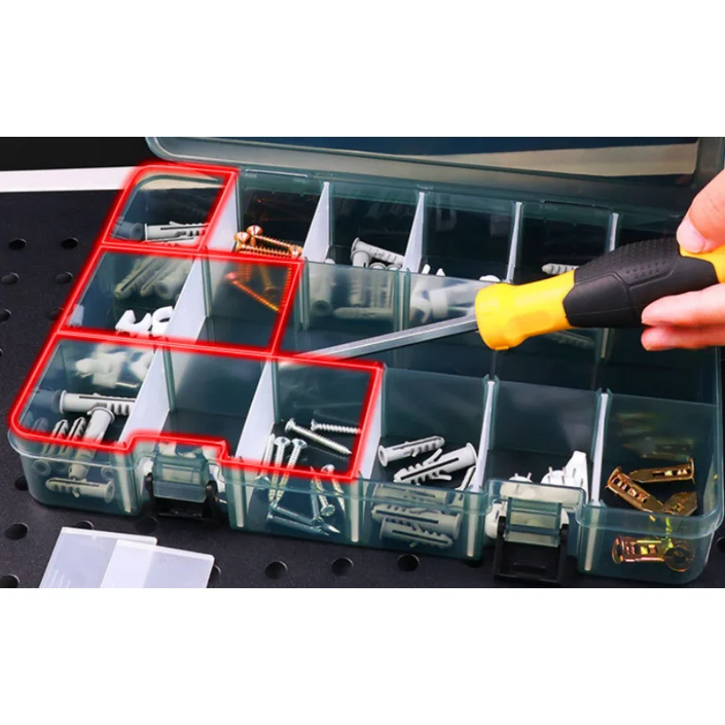 

Thickened Grid Plastic Tool Box Screw Storage Organizer with Removable Dividers Adjustable Compartments for Car Repair DIY