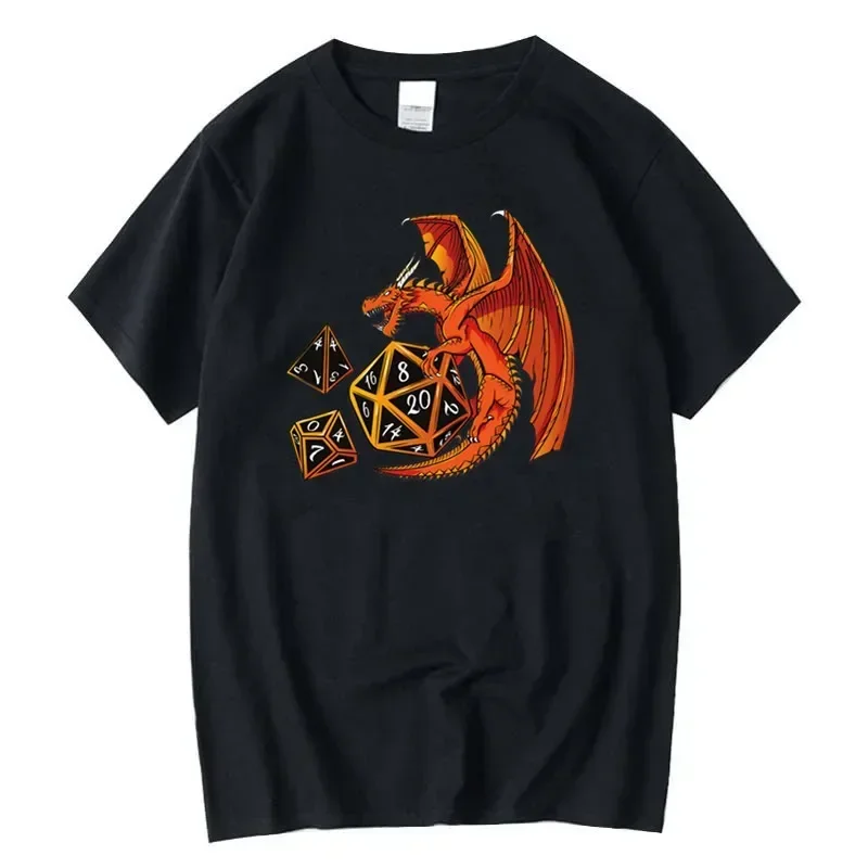 Herren T-Shirt die Würfel Drachen Stil Dungeon Master Herren T-Shirt schwarz lustige T-Shirts Männer 100% Baumwolle Top T-Shirts Paar Kleidung 4xl