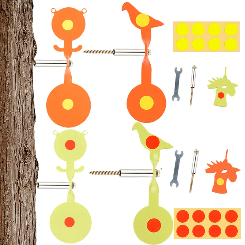 Orange and Green Plinking Target Bird  Hunting Sports Tree Targets Goat Shooting Practice 360-degree Rotating Slingshot BBs