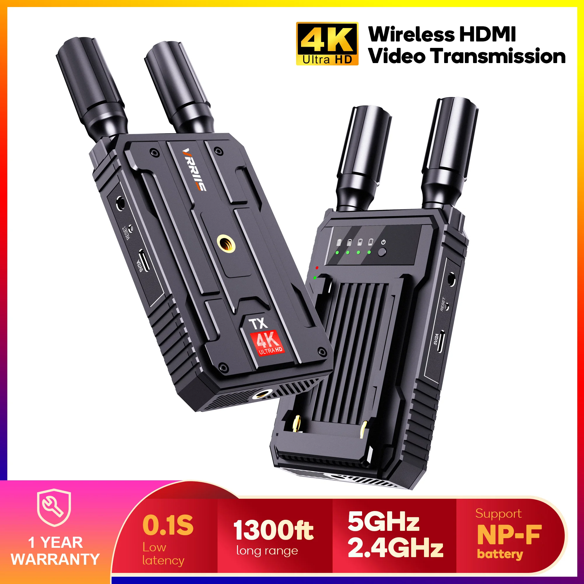 HDMI Wireless Transmitter and Receiver 4k Kit HDMI Wireless Extender Transmitter and Multiple Teceiver for Camera TV Box 1300ft