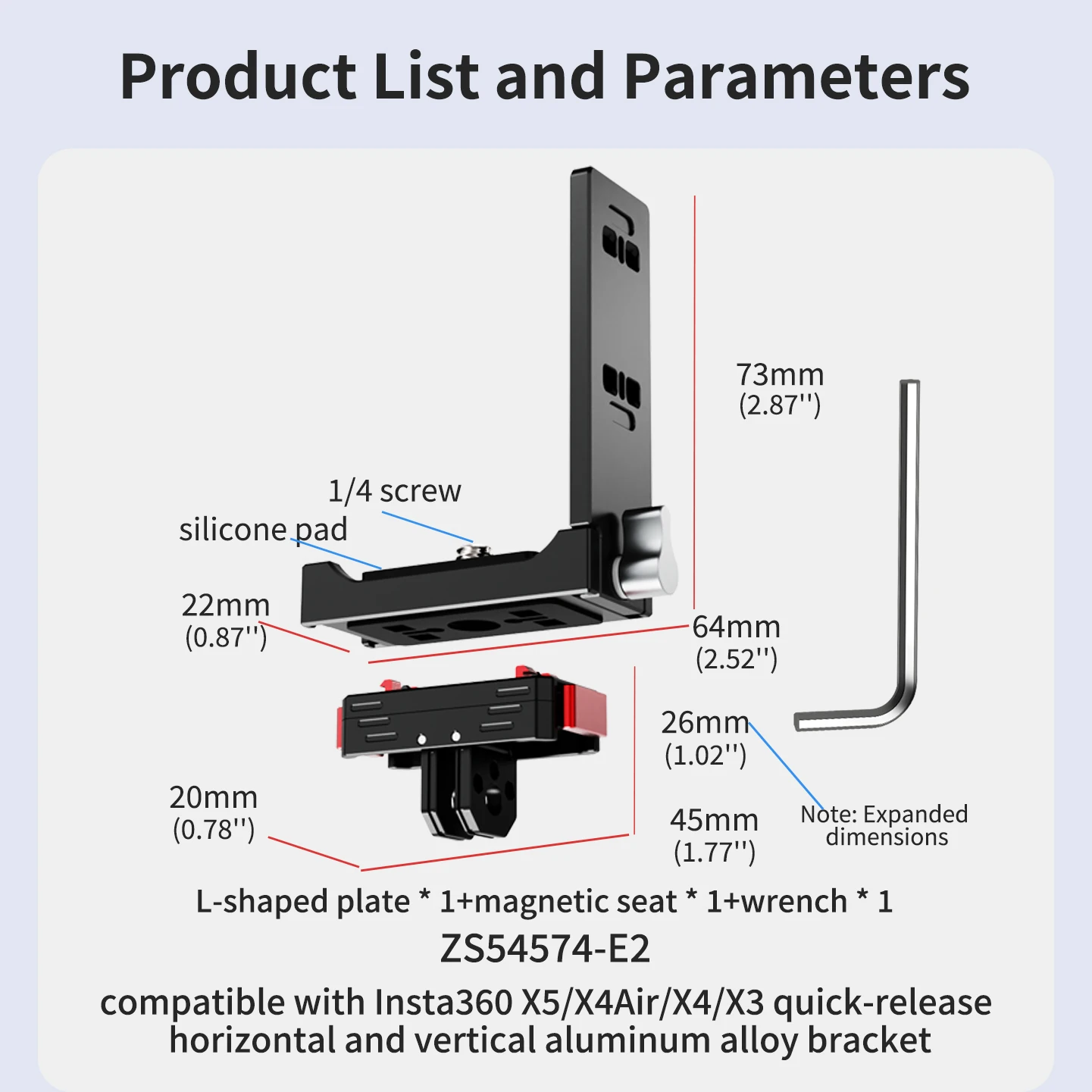Bgning Quick Switch Horizontal-Vertikal-L-Halterung für Insta360 X6 X5 X4 Air 360 Kamera-Basis Dual-Kaltschuh-Erweiterungskit – Detail 12